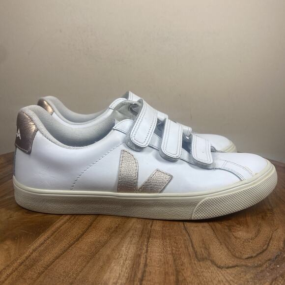 Veja Recife White Platine Womens White Bronze Size 5 Chromefree Leather Shoes - Picture 1 of 9